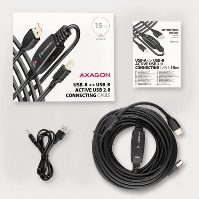 AXAGON CABLE USB2.0 A-M/B-M ACTIVE/15M ADR-215B AXAGON ADR-215B | Elektrika.lv