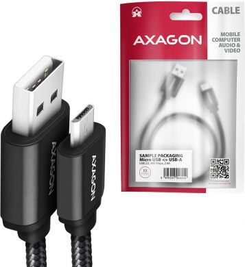 AXAGON CABLE USB2.0 TO MICRO-USB 1.5M/HQ BLK BUMM-AM15AB AXAGON BUMM-AM15AB | Elektrika.lv
