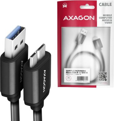 AXAGON CABLE USB-C TO MICRO-B 1M/SPEED BLK BUMM3-CM10AB AXAGON BUMM3-CM10AB | Elektrika.lv