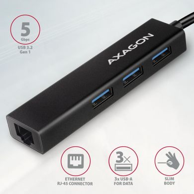 AXAGON I/O HUB USB-C 4PORT GLAN/0.2M HMC-GL3A AXAGON HMC-GL3A | Elektrika.lv