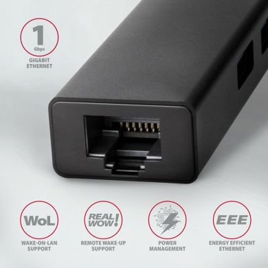 AXAGON I/O HUB USB-C 4PORT GLAN/0.2M HMC-GL3A AXAGON HMC-GL3A | Elektrika.lv