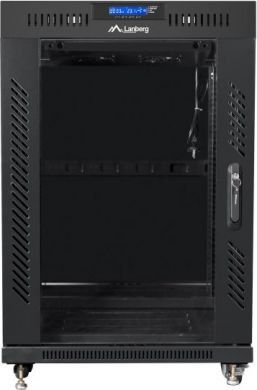 Lanberg Lanberg | Rack cabinet 19" free-standing 15U/600x600 (flat pack) with glass door, LCD | FF01-6615-12BL | Black FF01-6615-12BL