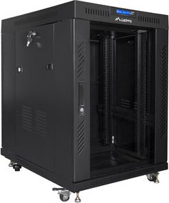 Lanberg Lanberg | Rack cabinet 19" free-standing 15U/800x1000 (flat pack) with glass door, LCD | FF01-8015-12BL | Black FF01-8015-12BL