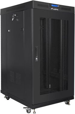 Lanberg Lanberg | Rack cabinet 19" free-standing 22U/800x800 (flat pack) with glass door, LCD | FF01-8822-23BL | Black FF01-8822-23BL
