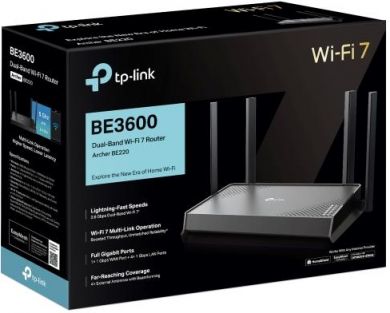 Tp-Link Wireless Router TP-LINK 3600 Mbps Number of antennas 4 ARCHERBE220 ARCHER BE220 | Elektrika.lv