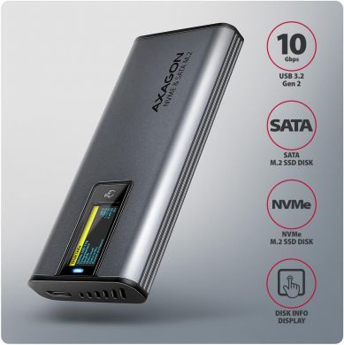 AXAGON SSD ACC ENCLOSURE M.2 NVME/SATA USB3.2 EEM2-SD2 AXAGON EEM2-SD2 | Elektrika.lv