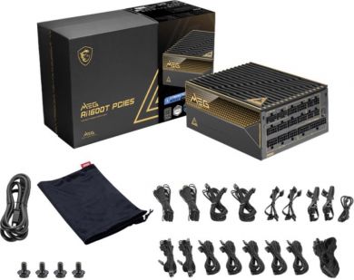 MSI Power Supply MSI MEG AI1600T PCIE5 ATX 3.1 1600 Watts Efficiency 80 PLUS TITANIUM MEGAI1600TPCIE5 MEG AI1600T PCIE5 | Elektrika.lv