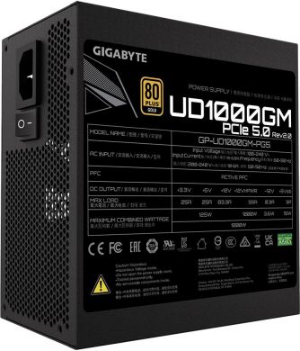 Gigabyte Power Supply GIGABYTE GP-UD1000GM ATX 3.1 1000 Watts Efficiency 80 PLUS GOLD PFC Active GP-UD1000GMPG5V2 GP-UD1000GM PG5 V2 | Elektrika.lv