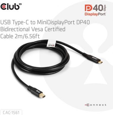  CABLE USB-C TO MINI DP 1.2M/M/M CAC-1561 CLUB3D CAC-1561 | Elektrika.lv