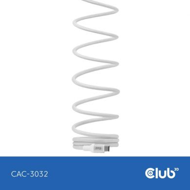 CABLE USB-C TO USB-C 2M/MAGNETIC WHITE CAC-3032 CLUB3D CAC-3032 | Elektrika.lv