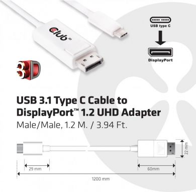  CABLE USB-C TO DP 1.2M/M/M CAC-1517 CLUB3D CAC-1517 | Elektrika.lv
