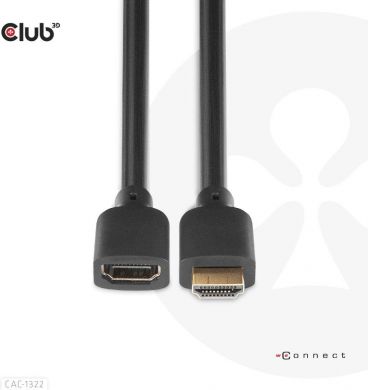  CABLE HDMI TO HDMI 1M/M/F CAC-1322 CLUB3D CAC-1322 | Elektrika.lv