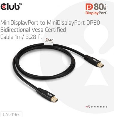  CABLE MINI DP TO MINI DP 1M/M/M CAC-1165 CLUB3D CAC-1165 | Elektrika.lv