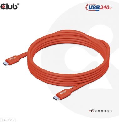  CABLE USB-C TO USB-C 4M/M/M CAC-1515 CLUB3D CAC-1515 | Elektrika.lv