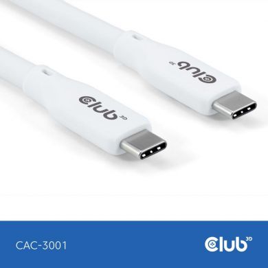  CABLE USB-C TO USB-C 2M/M/M WHITE CAC-3001 CLUB3D CAC-3001 | Elektrika.lv