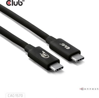  CABLE USB-C TO USB-C 1.2M/BLACK CAC-1570 CLUB3D CAC-1570 | Elektrika.lv