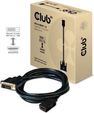  CABLE DVI-D TO HDMI 2M/M/F CAC-1211 CLUB3D CAC-1211 | Elektrika.lv