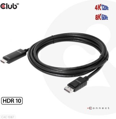  CABLE DP TO HDMI 3M/M/M CAC-1087 CLUB3D CAC-1087 | Elektrika.lv