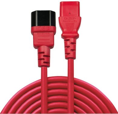 Lindy CABLE POWER IEC EXTENSION 2M/RED 30478 LINDY 30478 | Elektrika.lv