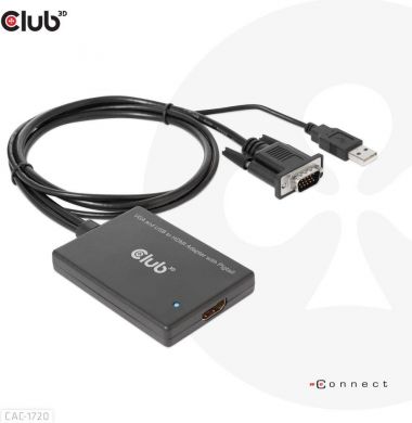  I/O ADAPTER VGA TO HDMI+USB/0.6M M/F CAC-1720 CLUB3D CAC-1720 | Elektrika.lv