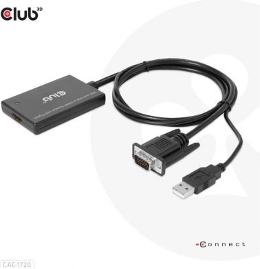  I/O ADAPTER VGA TO HDMI+USB/0.6M M/F CAC-1720 CLUB3D CAC-1720 | Elektrika.lv
