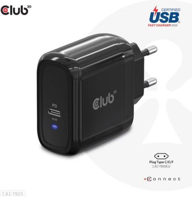  MOBILE TRAVEL CHARGER USB-C/PPS 65W CAC-1905EU CLUB3D CAC-1905EU | Elektrika.lv
