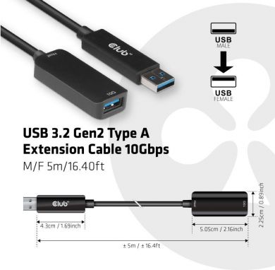  CABLE USB3.2 5M/M/F CAC-1411 CLUB3D CAC-1411 | Elektrika.lv
