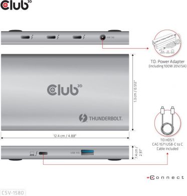  I/O HUB 5IN1 THUNDERBOLT/CSV-1580 CLUB3D CSV-1580 | Elektrika.lv