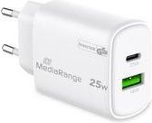 Mediarange POWER ADAPTER USB/USB-C 25W/FAST MRMA112-2 MEDIARANGE MRMA112-2 | Elektrika.lv
