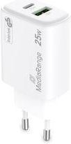 Mediarange POWER ADAPTER USB/USB-C 25W/FAST MRMA112-2 MEDIARANGE MRMA112-2 | Elektrika.lv