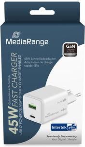 Mediarange POWER ADAPTER USB/USB-C 45W/FAST MRMA113-2 MEDIARANGE MRMA113-2 | Elektrika.lv
