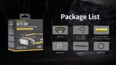 NITECORE HEADLAMP H SERIES 3000 LUMENS/HC75 UHE NITECORE HC75 UHE | Elektrika.lv
