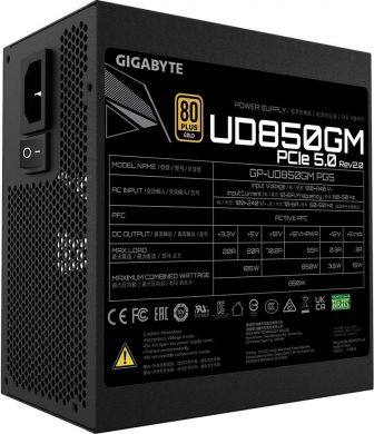 Gigabyte Power Supply GIGABYTE UD850GM PG5 V2 ATX 3.1 850 Watts Efficiency 80 PLUS GOLD PFC Active MTBF 100000 hours GP-UD850GMPG5V2 GP-UD850GM PG5 V2 | Elektrika.lv
