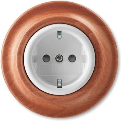 ABB Decento, White-cherry wood porcelain, Schuko socket, shuttered, complete 2CHK203459C4052 | Elektrika.lv