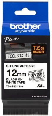 brother Brother | TZ-S231 Strong Adhesive Laminated Tape | Black on White | TZe | 8 m | 1.2 cm TZES231