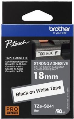 brother Brother | TZe-S241 Strong Adhesive Laminated Tape | Black on White | TZe | 8 m | 1.8 cm TZES241