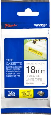brother Brother | TZe-S241 Strong Adhesive Laminated Tape | Black on White | TZe | 8 m | 1.8 cm TZES241