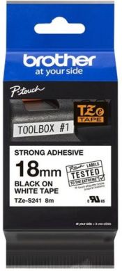 brother Brother | TZe-S241 Strong Adhesive Laminated Tape | Black on White | TZe | 8 m | 1.8 cm TZES241
