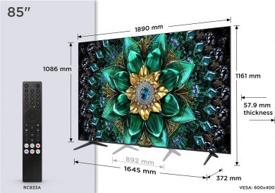 TCL TV Set TCL 85 " 4K Ultra HD 3840 x 2160 pixels Flat 16:9 QD-Mini LED 85Q6C 85Q6C | Elektrika.lv