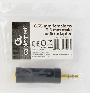 Cablexpert Cablexpert 6.35 mm female to 3.5 mm male audio adapter | A-6.35F-3.5M A-6.35F-3.5M