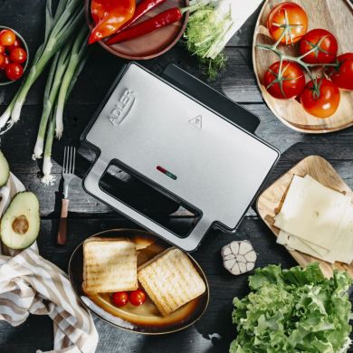 ADLER Adler Sandwich maker 2 in 1 | AD 3073 | 1000 W | Number of plates 2 | Stainless Steel/Black AD 3073