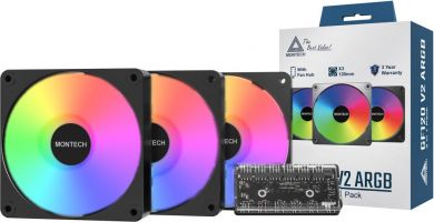 MONTECH CASE FAN 120MM GF120 V2/ARGB PWM 3I1(B) MONTECH GF120 V2 ARGB PWM 3I | Elektrika.lv