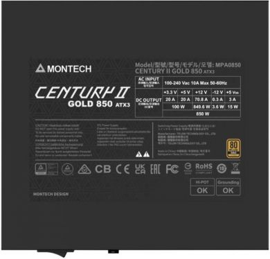 MONTECH Power Supply MONTECH CENTURY II ATX 850 W CENTURYII850 CENTURY II 850 | Elektrika.lv
