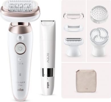 Braun Braun Epilator | SES9-360 Silk &eacute;pil 9 Flex 3D | Operating time (max) 50 min | Number of power levels 1 | Wet & Dry | White/Rose SES9-360