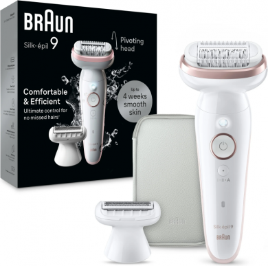 Braun Braun Epilator | SES9-030 Silk &eacute;pil 9 | Operating time (max) 50 min | Number of power levels 2 | Wet & Dry | White/Rose SES9-030