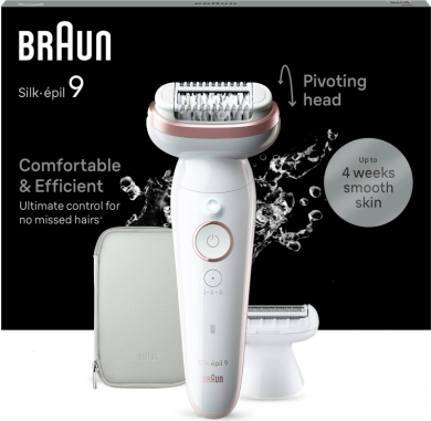 Braun Braun Epilator | SES9-030 Silk &eacute;pil 9 | Operating time (max) 50 min | Number of power levels 2 | Wet & Dry | White/Rose SES9-030