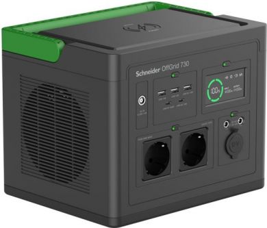 Schneider Electric Schneider Electric OffGrid Portable Power Station 730, 738Wh Lithium-ion, LCD, 2 CEE 7/3 Schuko outlets, Sinewave, 3 USB-A, 2 USB-C, Wireless Charger | PPS730-GR PPS730-GR