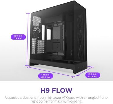  Case NZXT ATX/micro ATX/Mini-ITX/EATX Black Midi Tower PC CM-H92FB-01 CM-H92FB-01 | Elektrika.lv