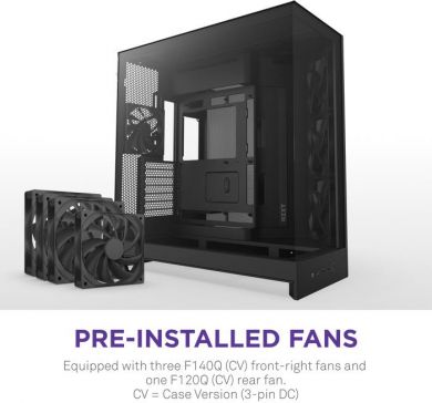  Case NZXT ATX/micro ATX/Mini-ITX/EATX Black Midi Tower PC CM-H92FB-01 CM-H92FB-01 | Elektrika.lv