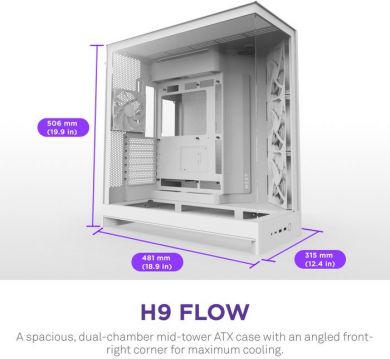  Case NZXT ATX/micro ATX/Mini-ITX/EATX White Midi Tower PC CM-H92FW-01 CM-H92FW-01 | Elektrika.lv
